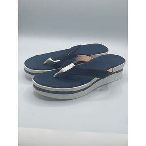 Navy and White Stripe Flip‎ Flop Women's Size 10